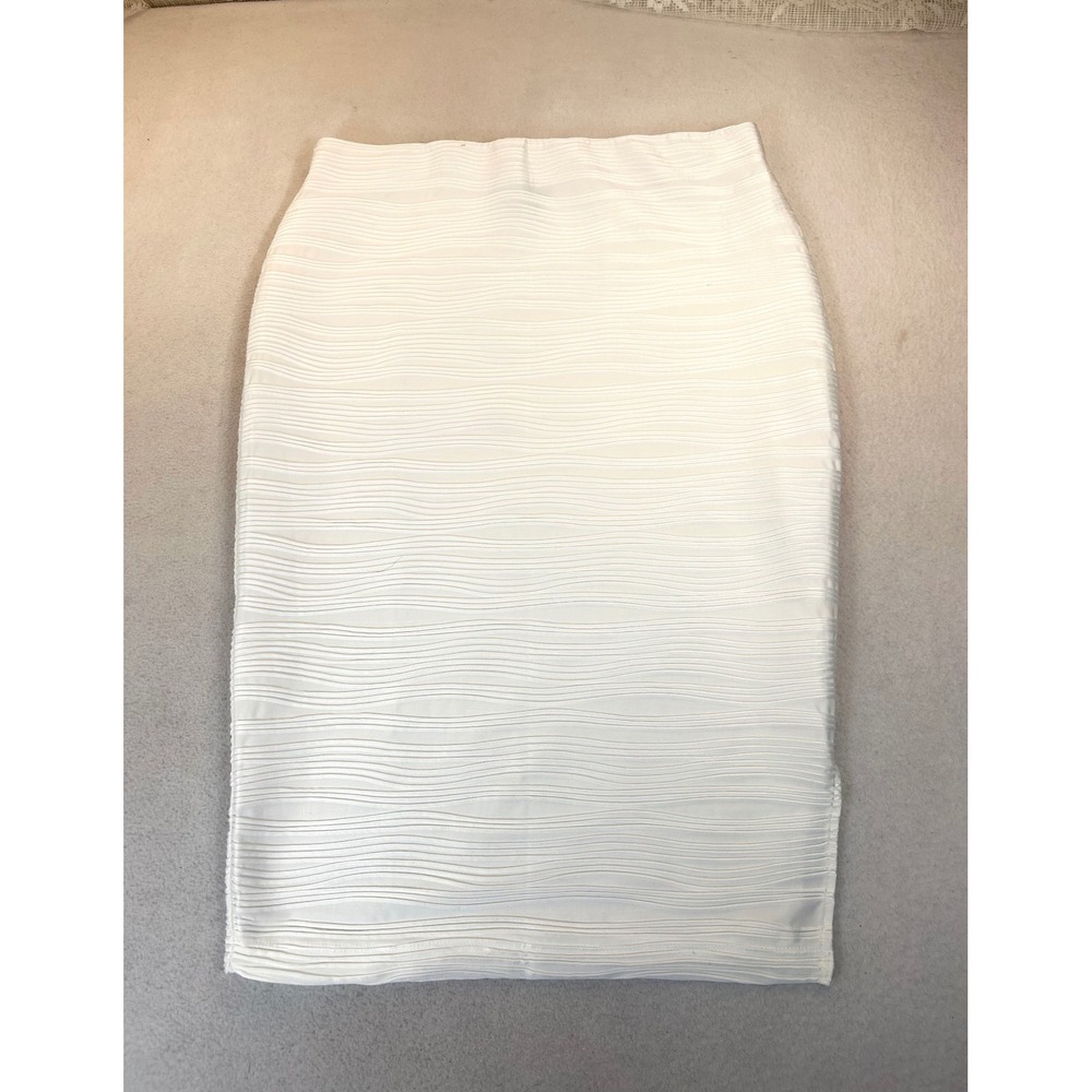 Courtenay Textured Midi Skirt Women Size Large White Minimalist